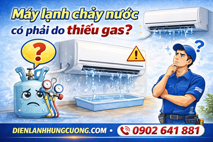 Máy lạnh chảy nước có phải do thiếu gas?