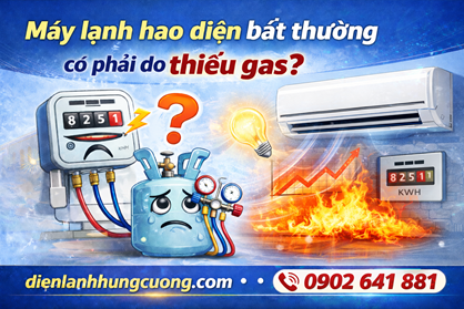 Máy lạnh hao điện bất thường có phải do thiếu gas?