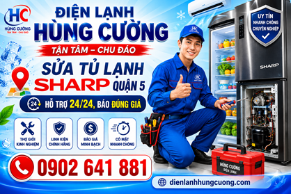 Sửa Tủ Lạnh Sharp Quận 5: Giá Rẻ 24/7 | Gọi Là Có Mặt Ngay!