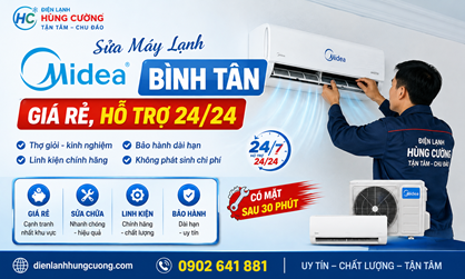 Sửa Máy Lạnh Midea Bình Tân: Giá Rẻ, Hỗ Trợ 24/24