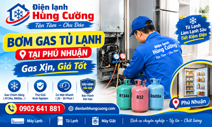 Bơm Gas Tủ Lạnh Tại Phú Nhuận: Gas Xịn, Giá Tốt