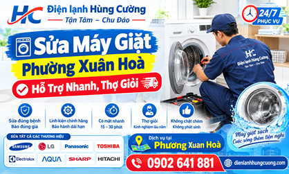 Sửa Máy Giặt Phường Xuân Hoà Tại Nhà: Hỗ Trợ Nhanh, Thợ Giỏi