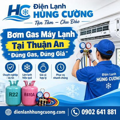Bơm Gas Máy Lạnh Tại Thuận An – Đúng Gas, Đúng Giá