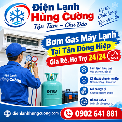 Bơm Gas Máy Lạnh Tại Tân Đông Hiệp – Giá Rẻ, Hỗ Trợ 24/24