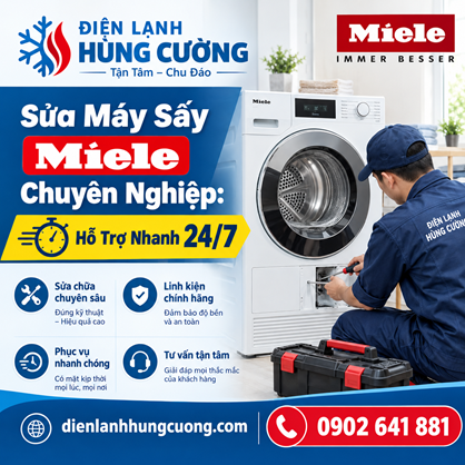 SỬA MÁY SẤY MIELE CHUYÊN NGHIỆP: HỖ TRỢ NHANH 24/7