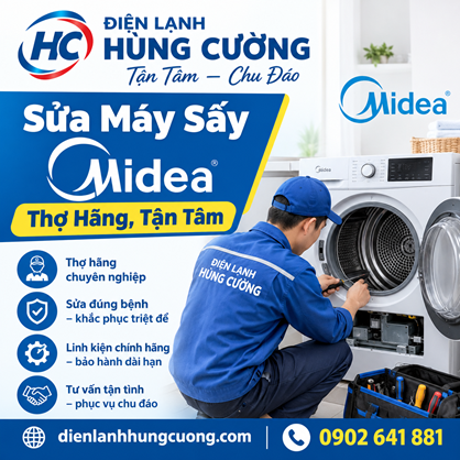 Sửa Máy Sấy Midea Tại Nhà: Thợ Hãng, Tận Tâm, Chuẩn Bệnh 100%