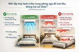 Nên lắp máy lạnh ở đâu trong phòng ngủ để mát đều, không hại sức khỏe